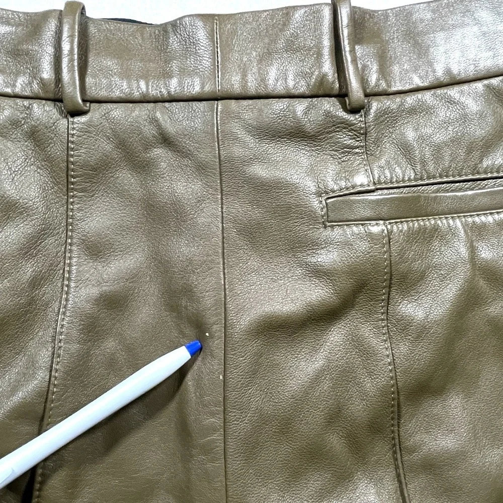 Tory Burch Brown 100% Lamb Leather Pleated Pants Women's Size 6 Tapered